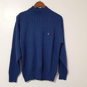 Vintage Sheridan Square Women's Sweater Blue M Acrylic Ribbed Mock Neck